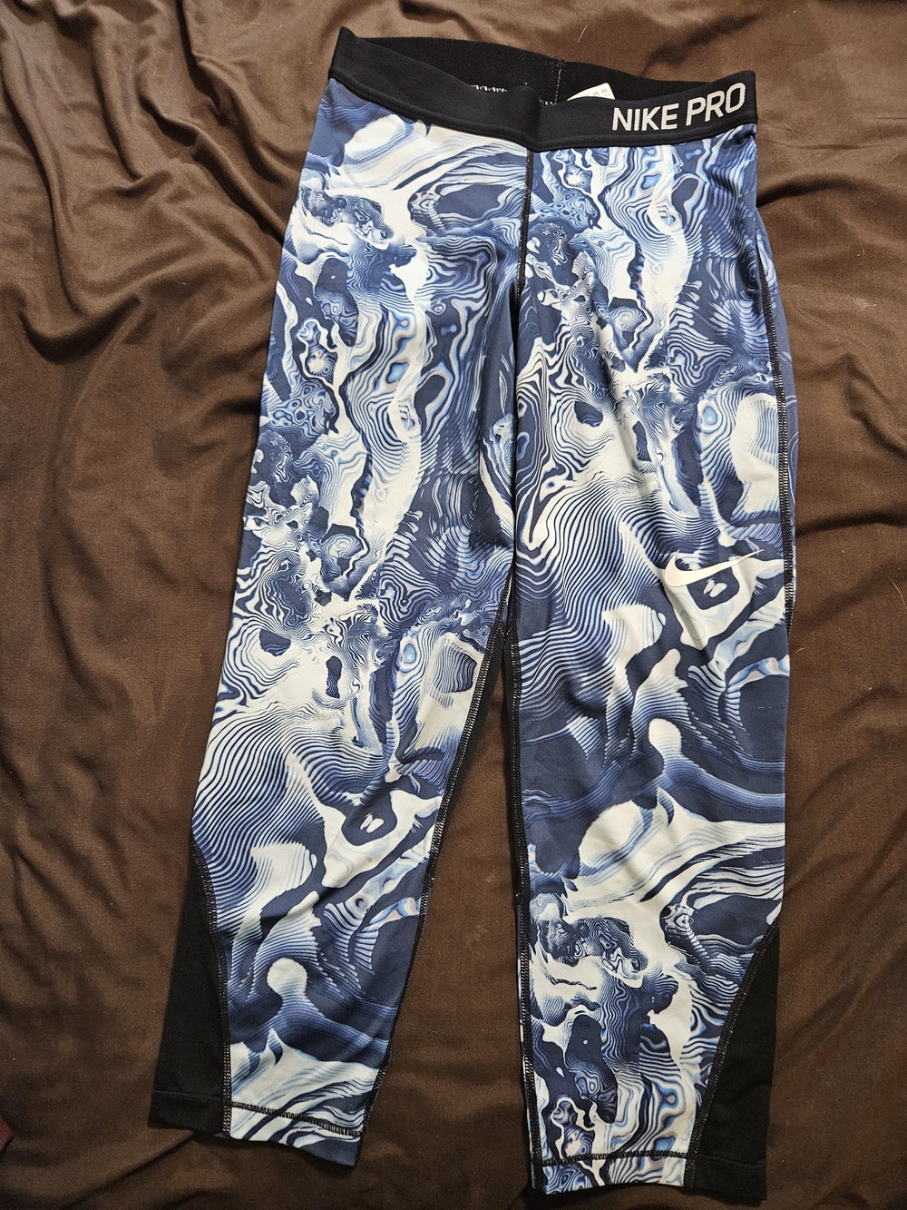 Medium Nike Pro Womens Blue Marble Compression Pants